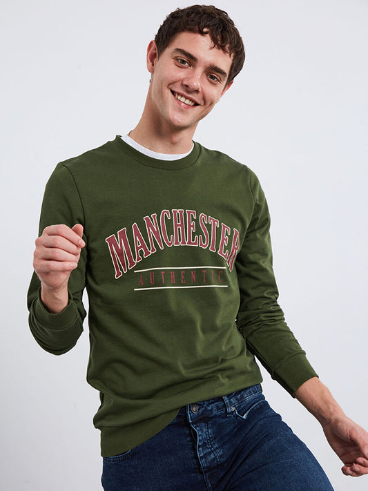 Crew Neck Printed Thick Sweatshirt