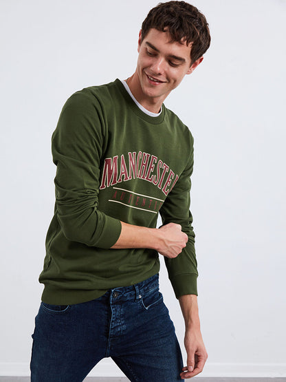 Crew Neck Printed Thick Sweatshirt