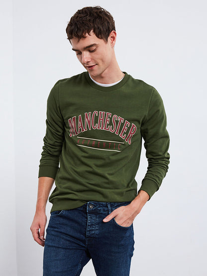 Crew Neck Printed Thick Sweatshirt