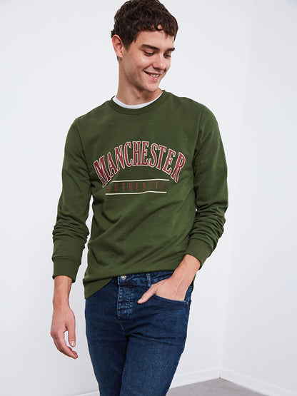 Crew Neck Printed Thick Sweatshirt