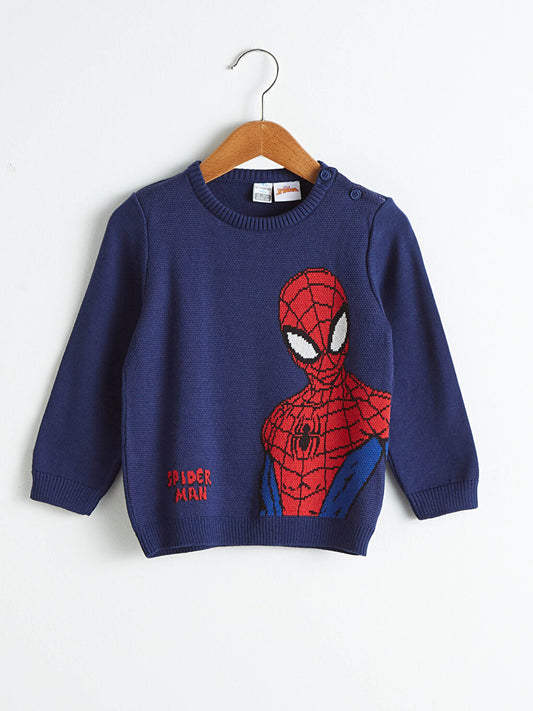 Baby Boy Spiderman Printed Knitwear Sweater