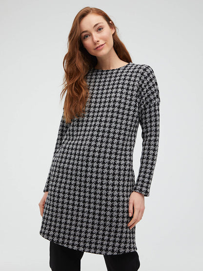 Crew Neck Cotton Plaid Tunic