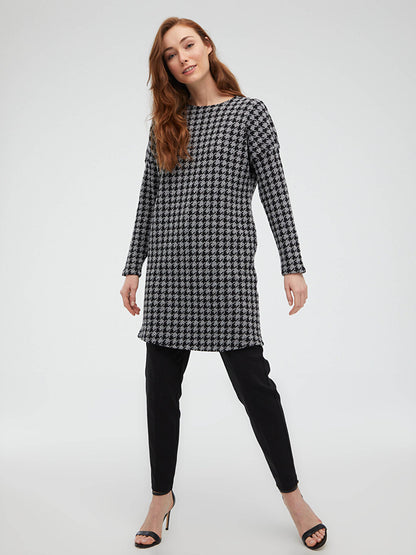 Crew Neck Cotton Plaid Tunic