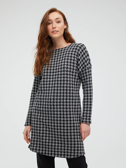 Crew Neck Cotton Plaid Tunic