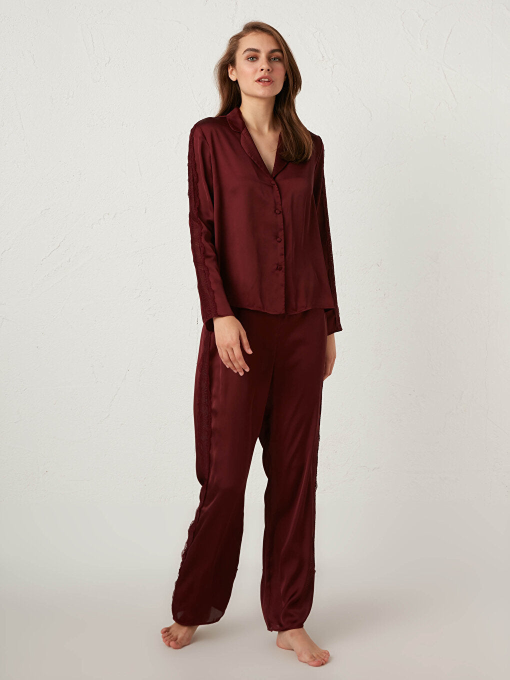 V-Neck Satin Pajama Top