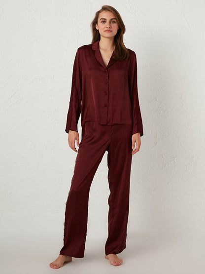 V-Neck Satin Pajama Top