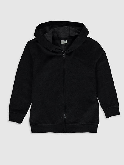 Boy's Zippered Hooded Sweatshirt