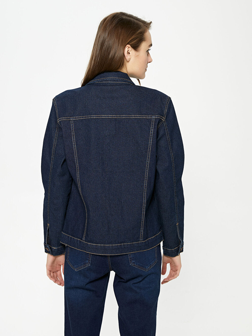 Long Sleeve Women's Jean Jacket with Pocket Detail