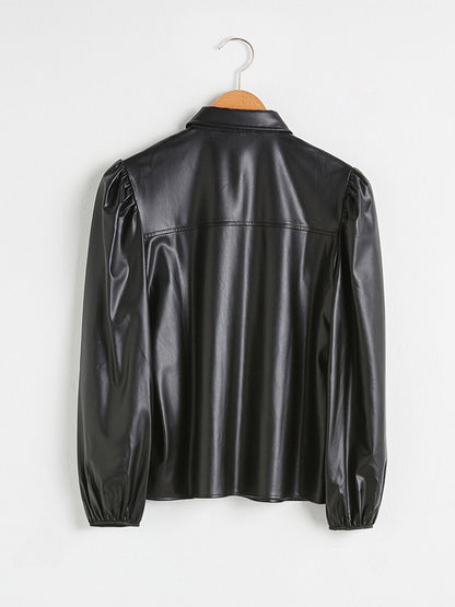 Leather Look Poplin Shirt