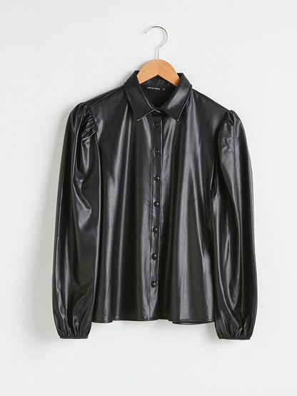 Leather Look Poplin Shirt