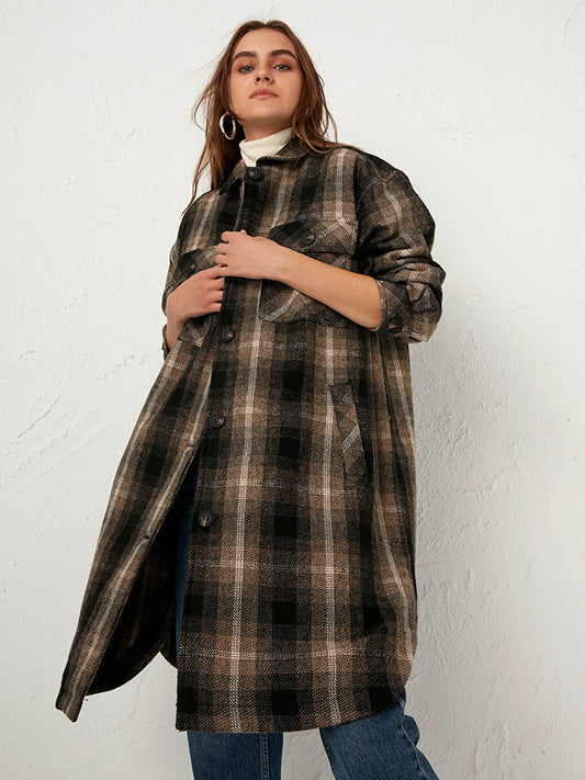 Plaid Long Cashmere Jacket