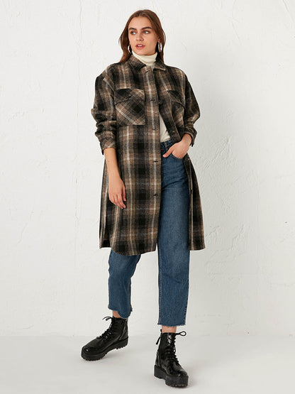 Plaid Long Cashmere Jacket