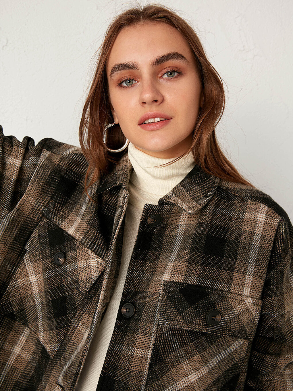 Plaid Long Cashmere Jacket