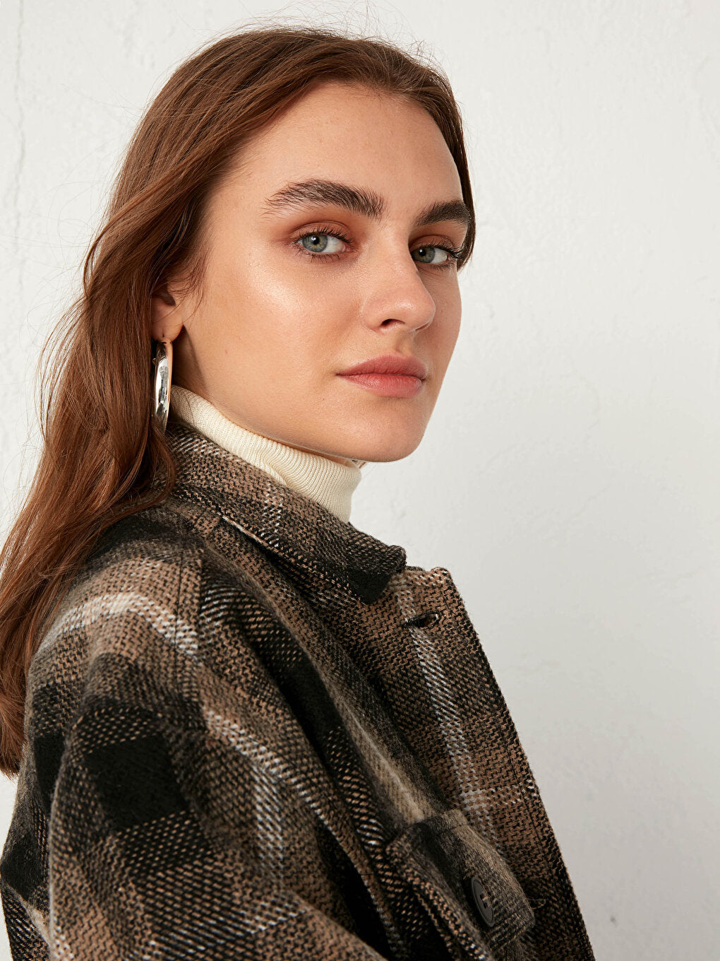 Plaid Long Cashmere Jacket