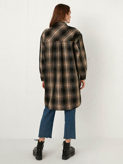 Plaid Long Cashmere Jacket