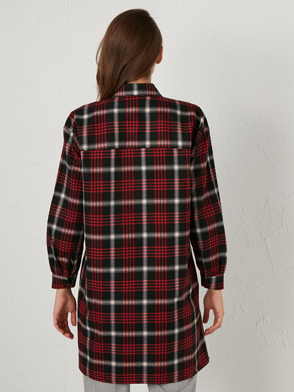 Plaid Long Sleeve Oversize Women's Shirt Tunic