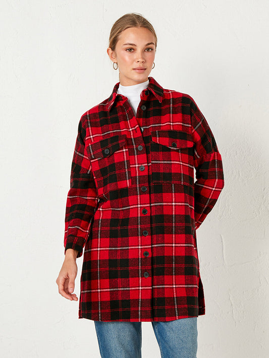 Plaid Long Sleeve Women's Shirt Tunic