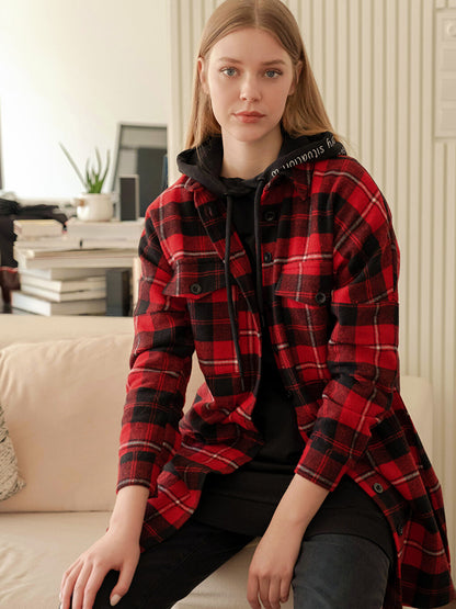 Plaid Long Sleeve Women's Shirt Tunic