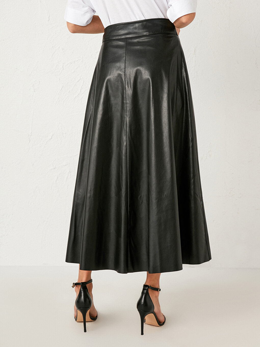 Leather Look Flared Skirt