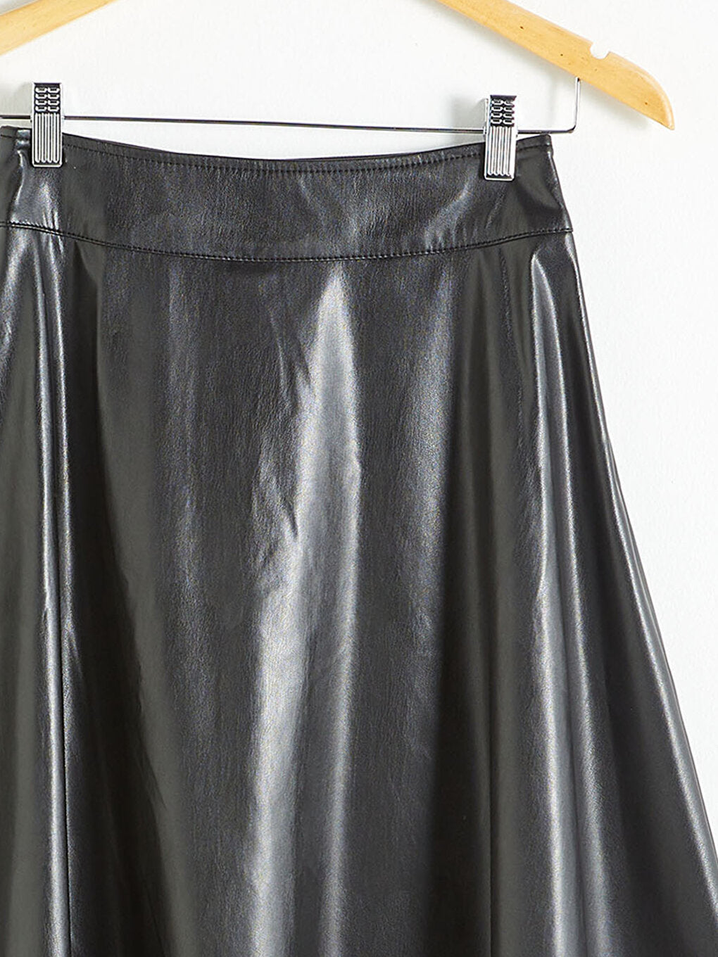 Leather Look Flared Skirt