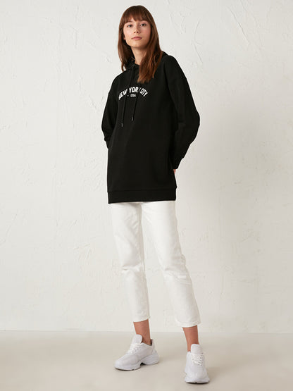 Hooded Printed Cotton Women's Sweatshirt Tunic