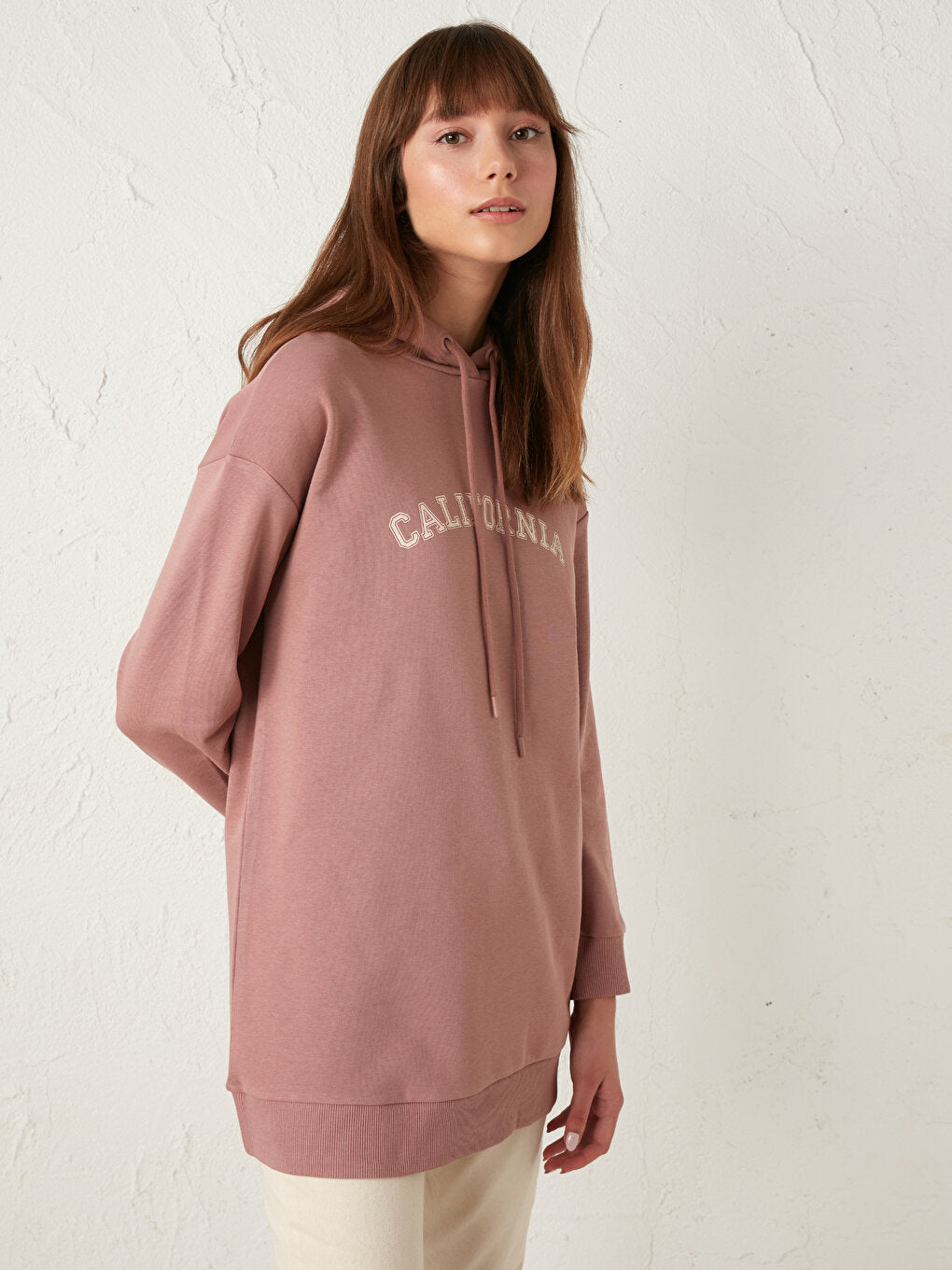 Hooded Printed Cotton Women's Sweatshirt Tunic