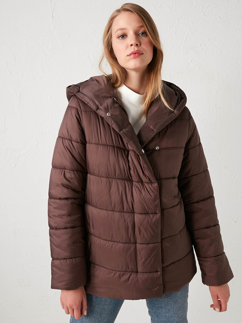 Hooded Long Sleeve Women's Puffer Coat