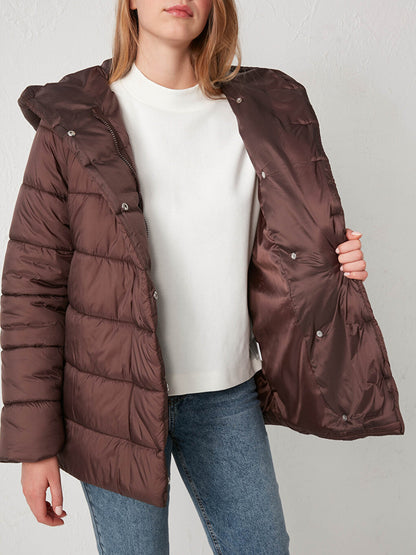 Hooded Long Sleeve Women's Puffer Coat