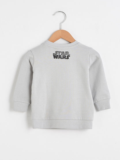 Crew Neck Long Sleeve Star Wars Printed Baby Boy Sweatshirt