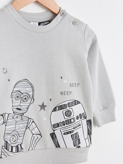 Crew Neck Long Sleeve Star Wars Printed Baby Boy Sweatshirt