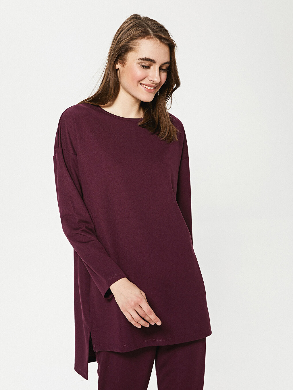 Crew Neck Straight Loose Tunic