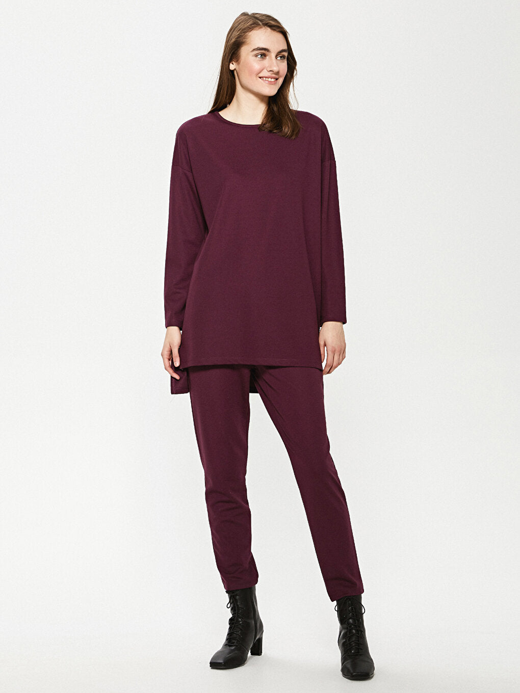 Crew Neck Straight Loose Tunic