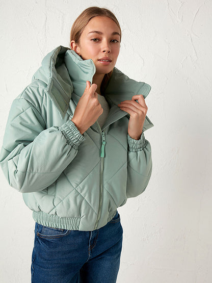 Hooded Long Sleeve Women's Puffer Coat