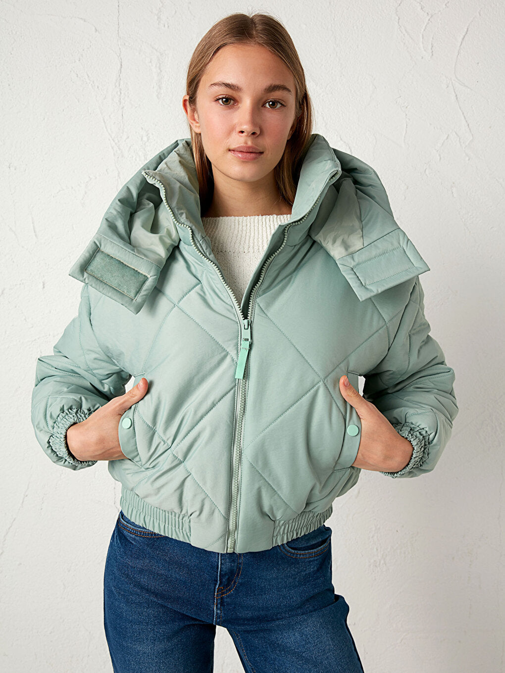 Hooded Long Sleeve Women's Puffer Coat