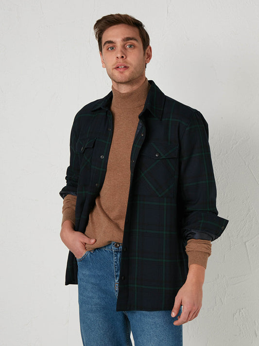 Comfortable Fit Plaid Shirt Jacket