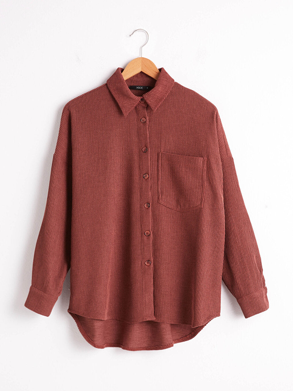 Front Button Closure Plain Long Sleeve Velvet Women's Shirt Jacket