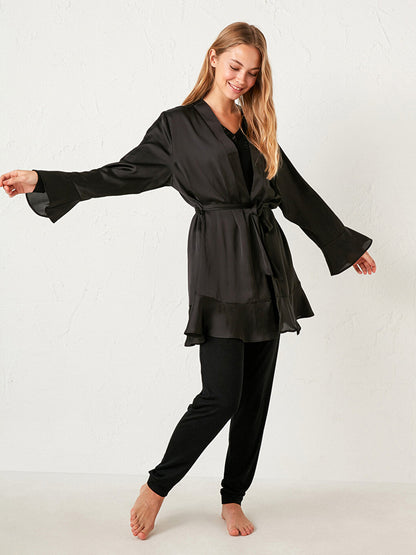 Belted Satin Dressing Gown