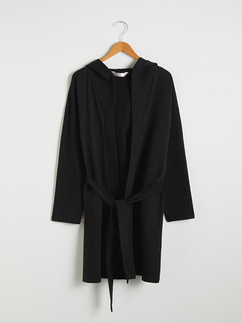 Hooded Dressing Gown with Waist Belt