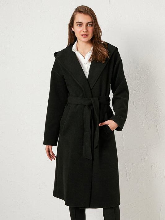 Hooded Belted Cashmere Coat