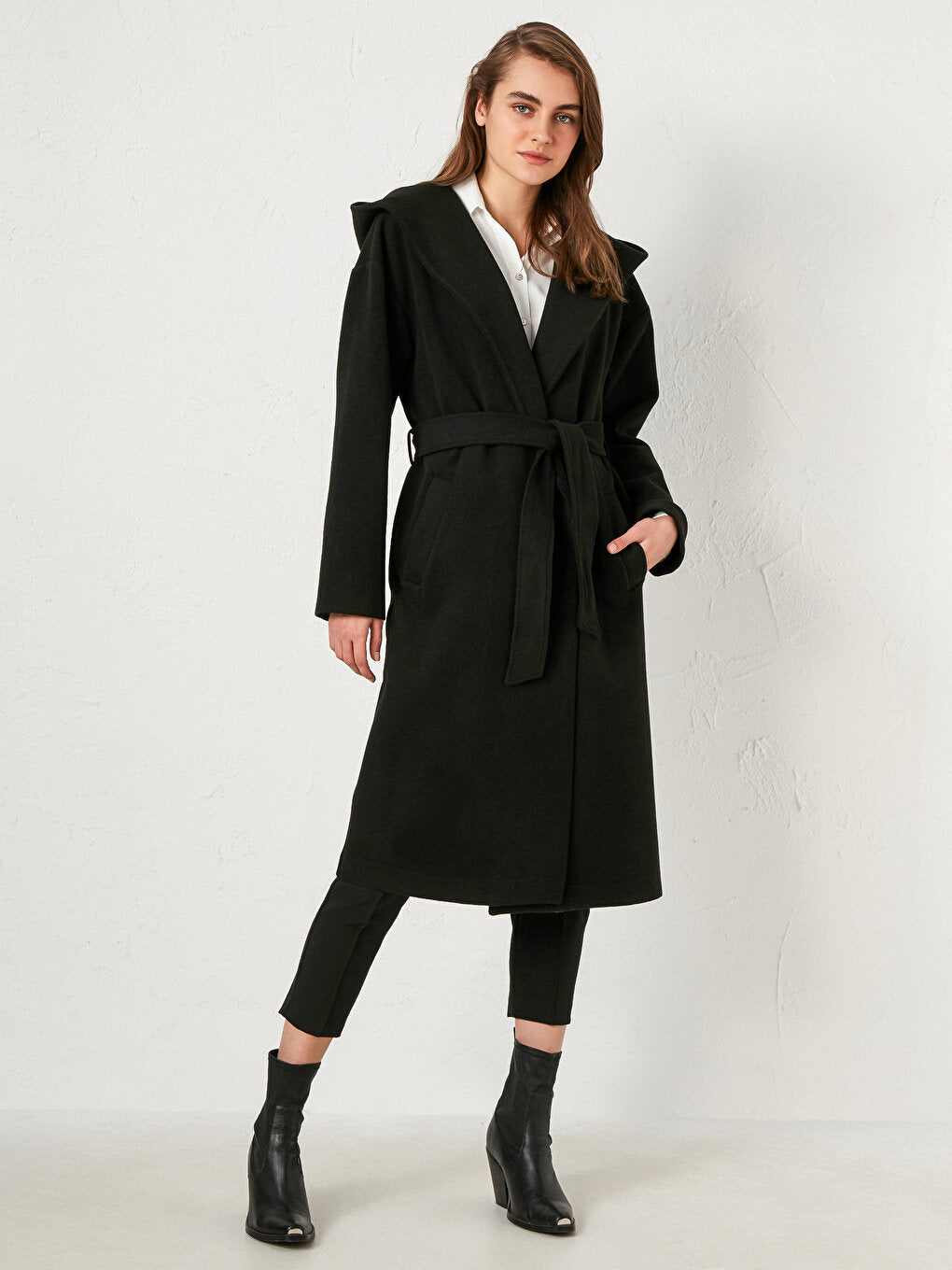 Hooded Belted Cashmere Coat