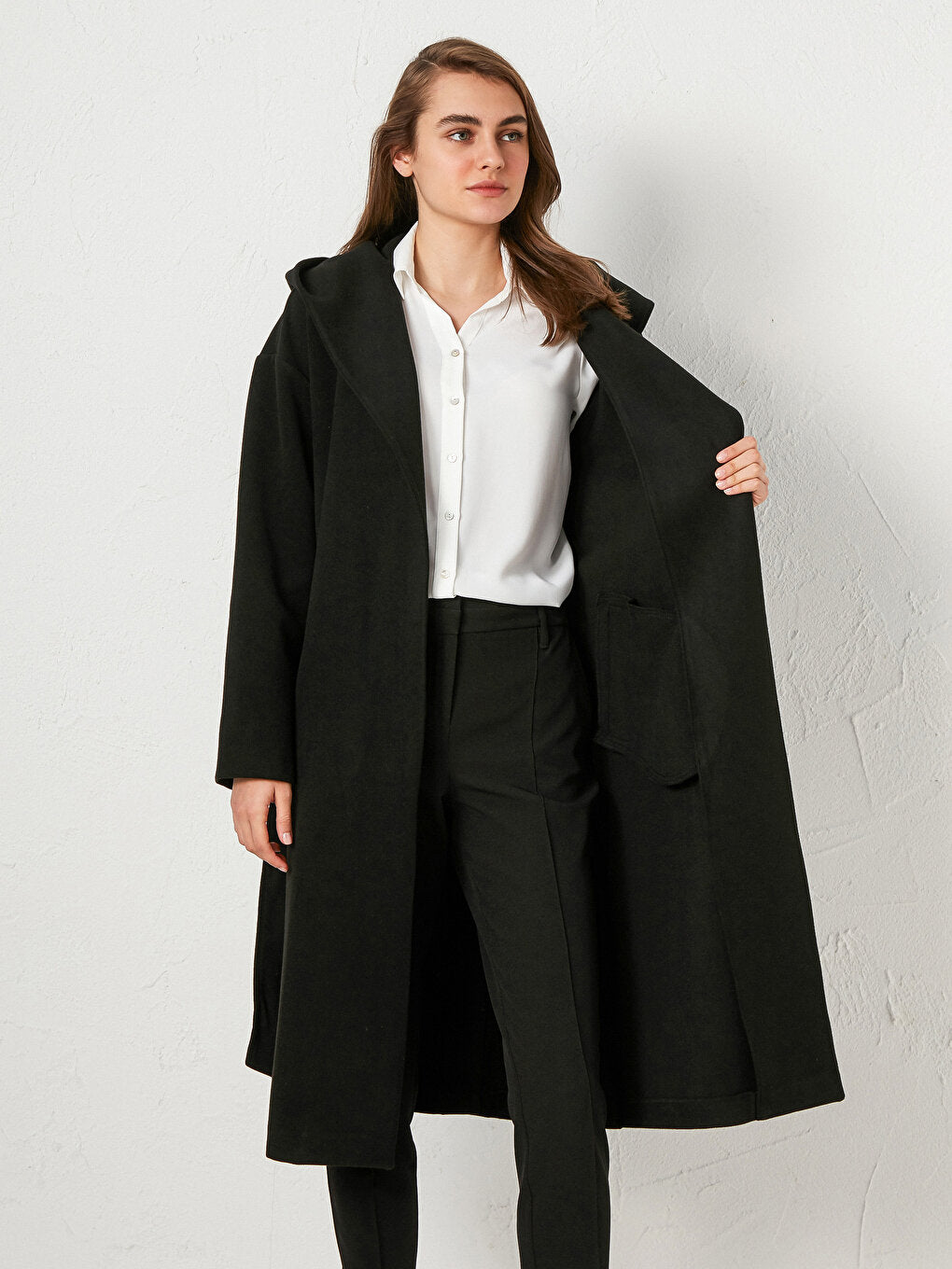 Hooded Belted Cashmere Coat