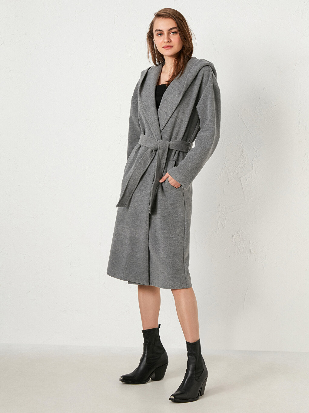 Hooded Belted Cashmere Coat