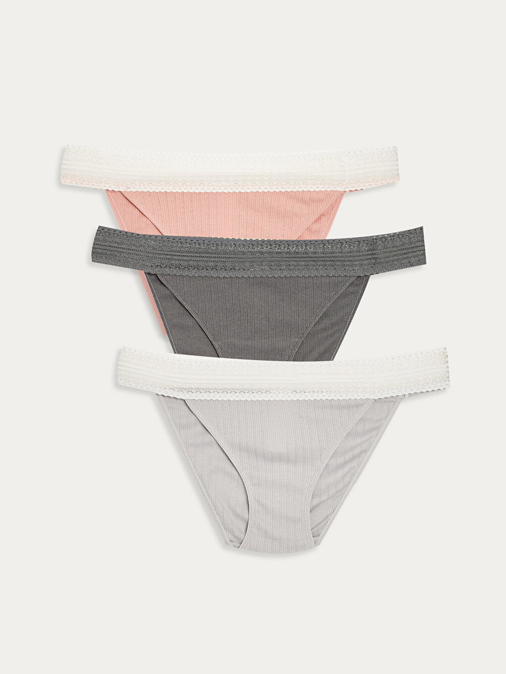 Lace Organic Cotton Bikini Panties 3 Pack