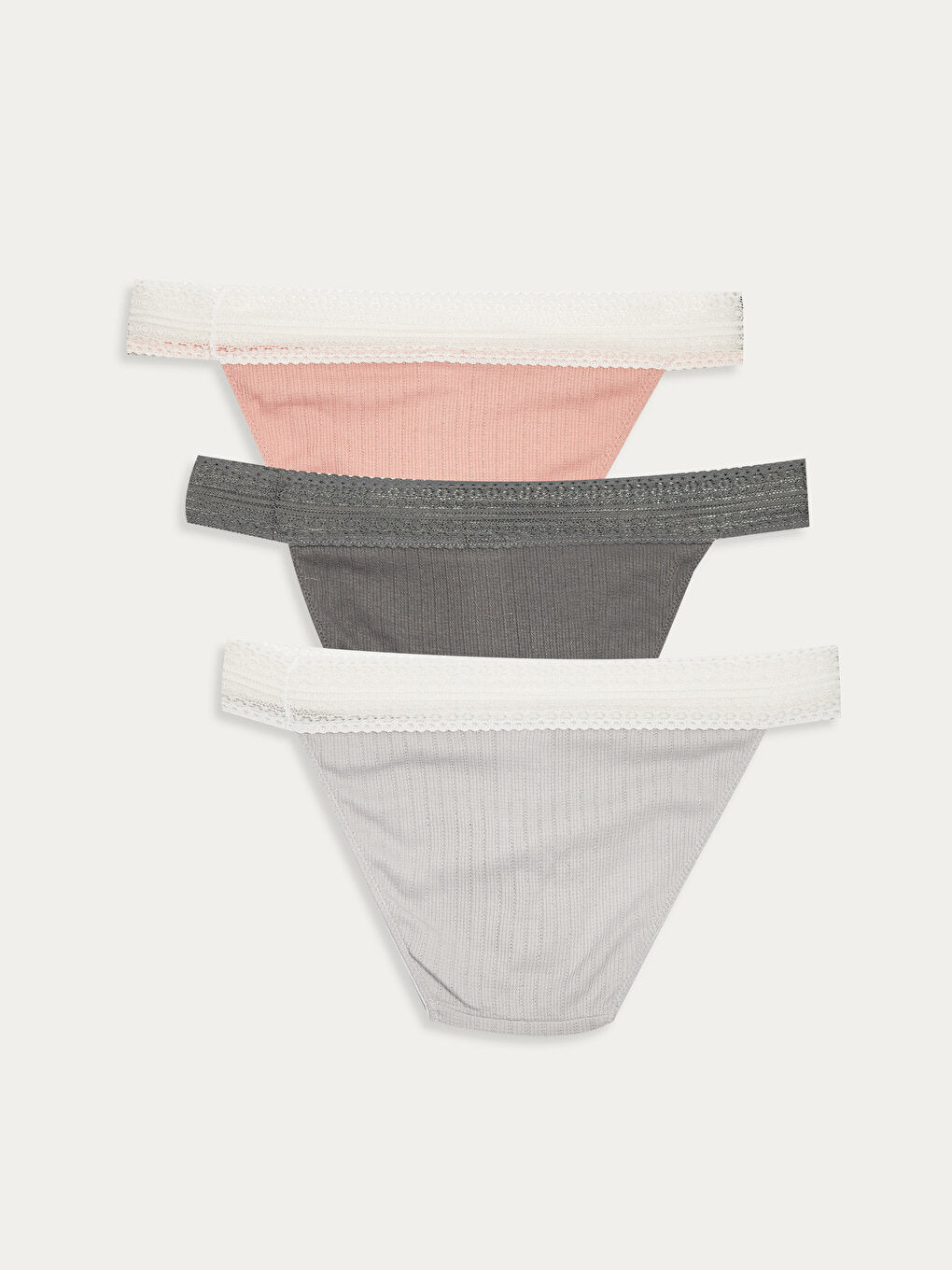 Lace Organic Cotton Bikini Panties 3 Pack