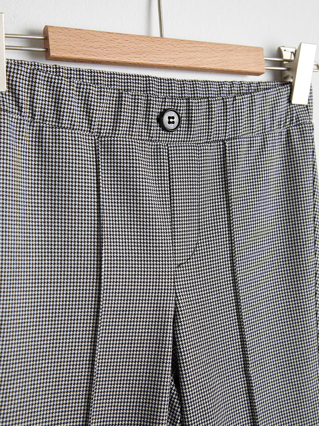 Girl's Houndstooth Patterned Knitted Trousers