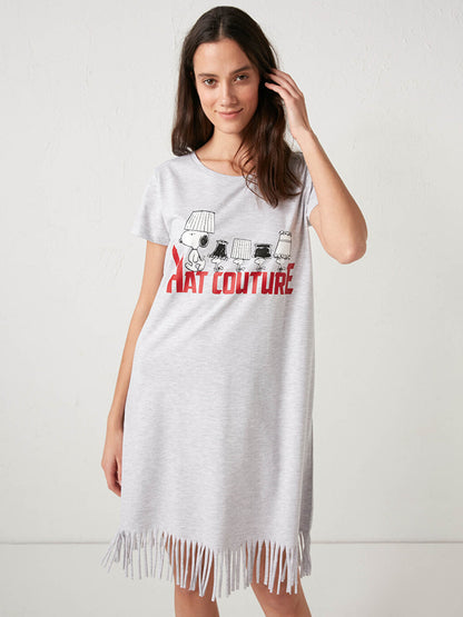 Short Sleeve Snoopy Printed Nightgown