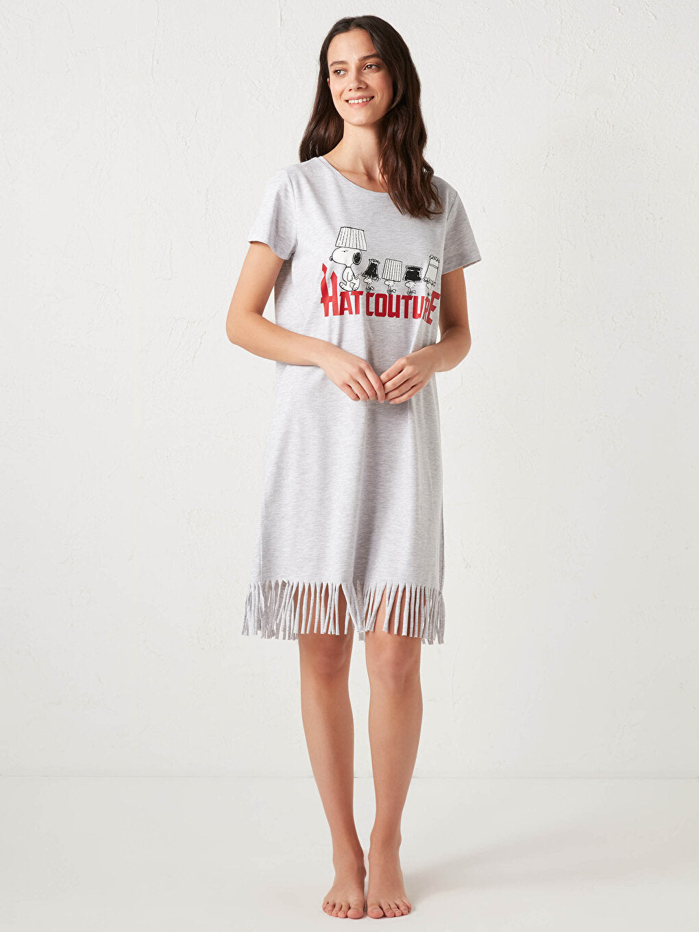 Short Sleeve Snoopy Printed Nightgown