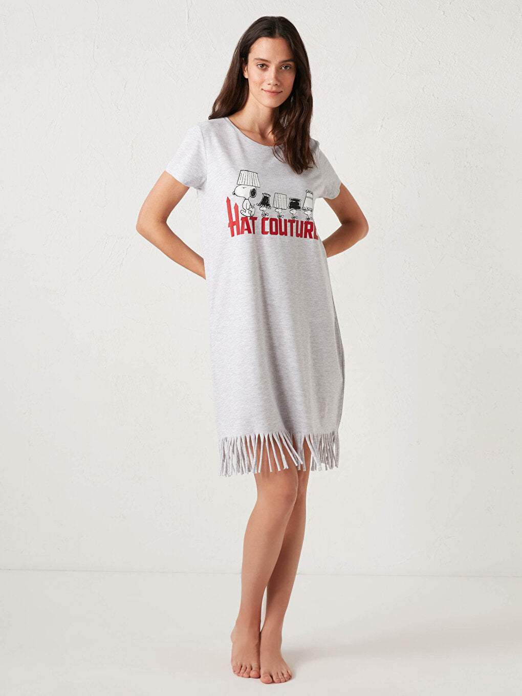 Short Sleeve Snoopy Printed Nightgown