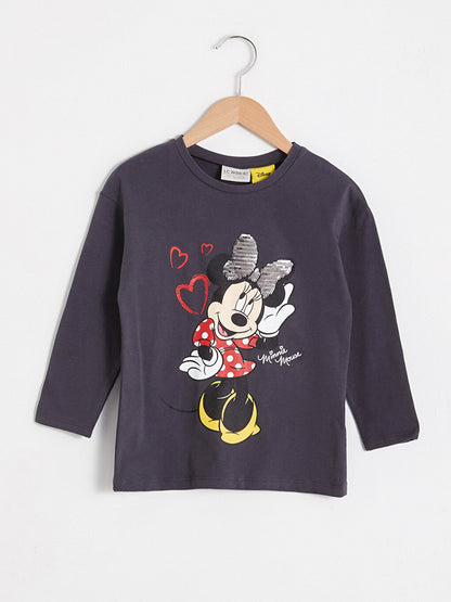 Girl's Minnie Mouse Printed Cotton T-Shirt