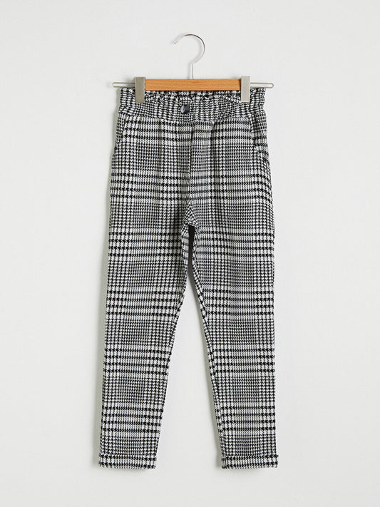 Girl's Houndstooth Patterned Trousers